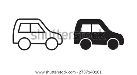 Compact car icons designed in filled, outline, line and stroke style