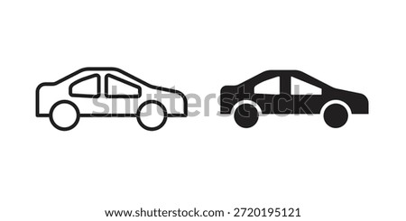 Compact car icons. Pixel perfect. Vector outline icon. Flat logo concept.