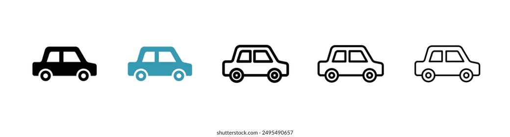 Conjunto de Vector de iconos de línea de coche compacto.