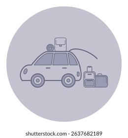 Compact car loaded with travel essentials, including luggage and camping gear, indicating preparations for family vacation. Journey concept