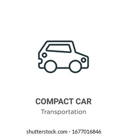 Compact car outline vector icon. Thin line black compact car icon, flat vector simple element illustration from editable transportation concept isolated stroke on white background