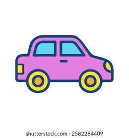 Compact car side view representing road trip and travel transportation