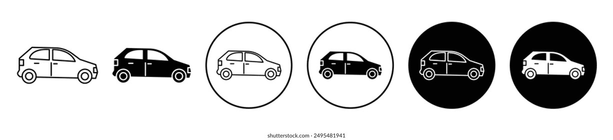 Compact car thin line vector icon set.