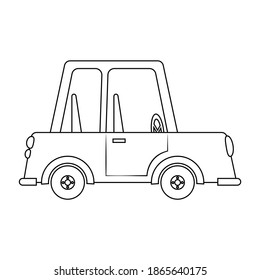 A compact car vector illustration cartoon coloring page. Cute Car vector cartoon.
