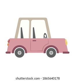 Caricatura de ilustración de vector de coche compacto aislada en fondo blanco. Caricatura del vector del coche.