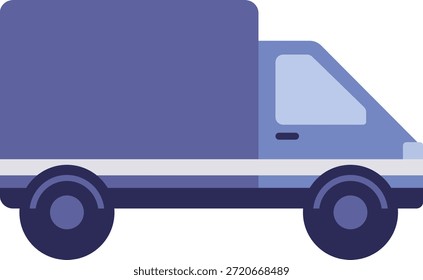 Una furgoneta de carga compacta ilustrada de perfil con Formas geométricas simples y tonos azules apagados.