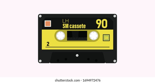 Compact cassette colorful flat vector illustration