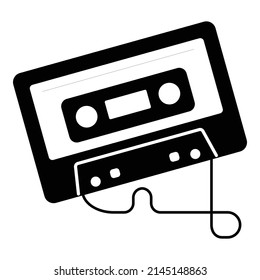 Icono plano compacto de cassette aislado en fondo blanco