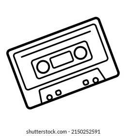 Compact Cassette Flat Icon Isolated On White Background