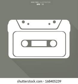 Compact Cassette icon, flat design, hipster style