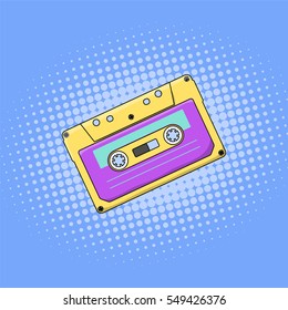 Compact cassette illustration pop-art style. Vector