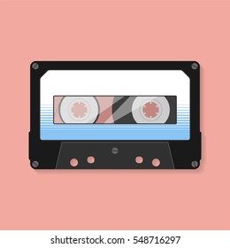 Compact cassette. Vector illustration flat design style