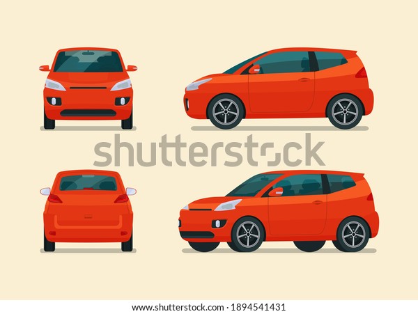 Compact City Car Four Angle Set Stock Vector (Royalty Free) 1894541431