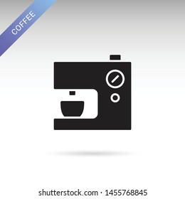 Compact coffee machine. Solid vector icon isolated on white background. Glyph modern symbol, for infographic, web or mobile design.