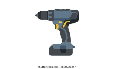 Compact cordless power drill tool in dark gray and yellow colors showing versatility for home improvement and construction projects