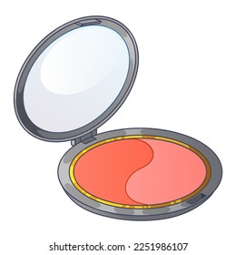 Compact cosmetic blush for face in grey case, vector illustration isolated on white