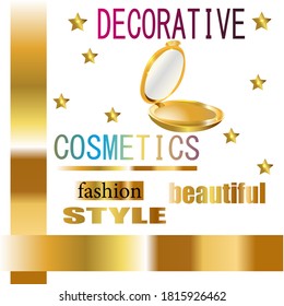 Cosméticos compactos Mirror realista, oro para la industria del diseño de banners web 
