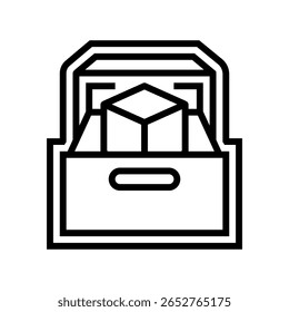vetor de ícone de linha de armazenamento de design compacto. sinal de armazenamento de design compacto. símbolo de contorno isolado ilustração preta