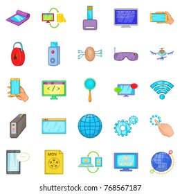 Compact device icons set. Cartoon set of 25 compact device vector icons for web isolated on white background