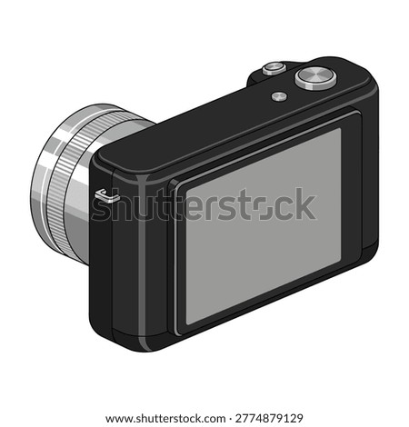 Compact digital camera with zoom lens in black color