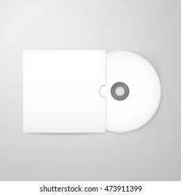 Kompaktdiskette Leere mit Abdeckung anlegen. Vektorgrafik leerer weißer Realistischer Disc auf grauem Hintergrund.