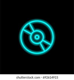 Compact disc blue glowing neon ui ux icon. Glowing sign logo vector