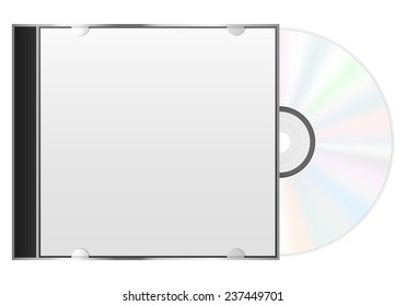 Compact disc case and CD on a white background.