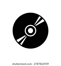 Compact Disc CD Storage Media Glyph Icon. Black glyph icon depicting a single compact disc or DVD for digital data and media storage.