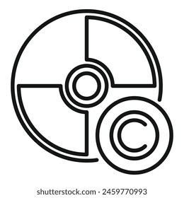 Compact disc copyright icon outline vector. Electronic protection. Smart rule