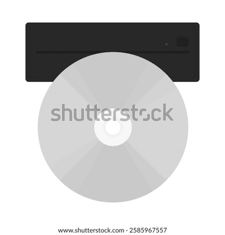 Compact disc and drive. Vector illustration depicting a comapct disc being inserted into a black disk drive