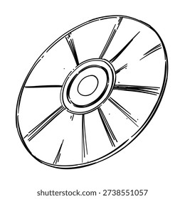compact disc dvd vector line art hand drawn illustration