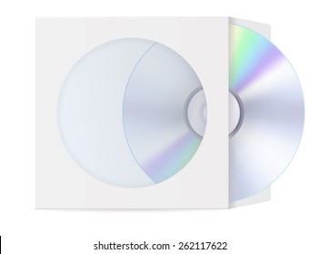 Compact disc and  envelope with window.  Vector Illustration isolated on white background.