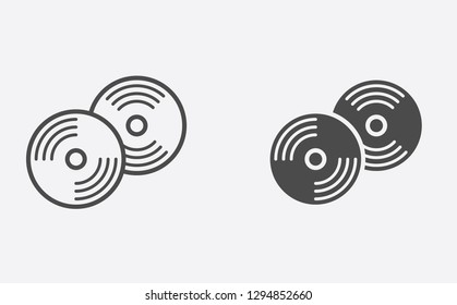 Compact disc filled and outline vector icon sign symbol