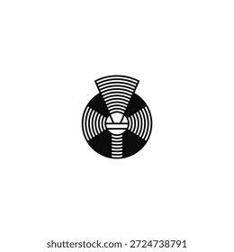 Compact disc flashlight logo design.