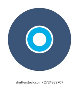Icono de disco compacto Diseño de Vector plano azul CD DVD Symbol Almacenamiento de medios Software de datos Música signo de elemento gráfico