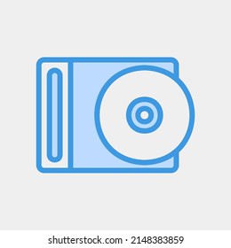 Icono de disco compacto en azul, uso para presentación de aplicaciones móviles en sitios web