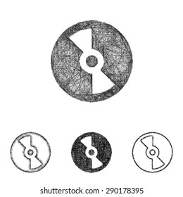 Compact disc icon design set - sketch line art