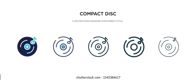 compact disc icon in different style vector illustration. two colored and black compact disc vector icons designed in filled, outline, line and stroke style can be used for web, mobile, ui