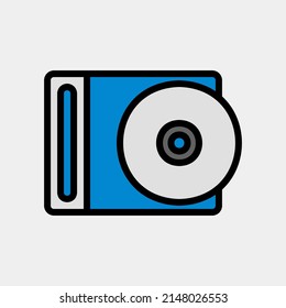 Icono de disco compacto con estilo de línea relleno, uso para presentación de aplicaciones móviles del sitio web