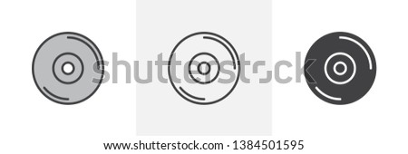 Compact disc icon. Line, glyph and filled outline colorful version, CD, DVD disc outline and filled vector sign. Symbol, logo illustration. Different style icons set. Vector graphics