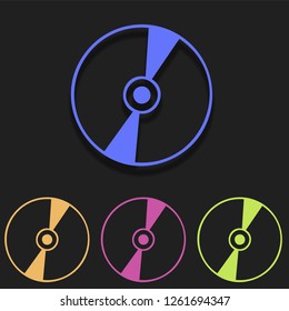Compact Disc icon in multi color. Simple outline vector of media set icons for UI and UX, website or mobile application