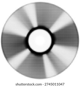 Compact Disc Isolated in Retro Black and White Halftone Collage Element for Vintage Pop Art Design