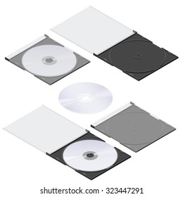 Compact disc isometric detailed set vector graphic illustration