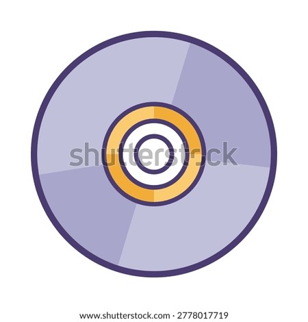 Compact disc media storage icon with software circular technology recording