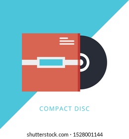 Compact disc - music icon, dvd or cd storage. Concept of flat icon