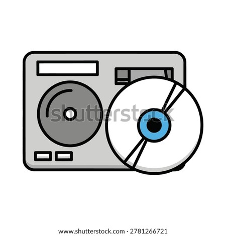 Compact disc player icon with a blank label and stylized digital interface