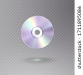 Compact disc for record data isolated on transparent background. Holographic golden disk icon. Vector graphic iridescent neon music cd or dvd disc template