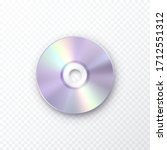 Compact disc for record data isolated on transparent background. Holographic golden disk icon. Vector graphic iridescent neon music cd or dvd disc template