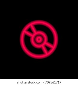 Compact disc red glowing neon ui ux icon. Glowing sign logo vector
