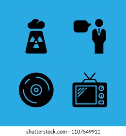 compact disc, speech, television and radiation icons vector in sample icon set for web and graphic design